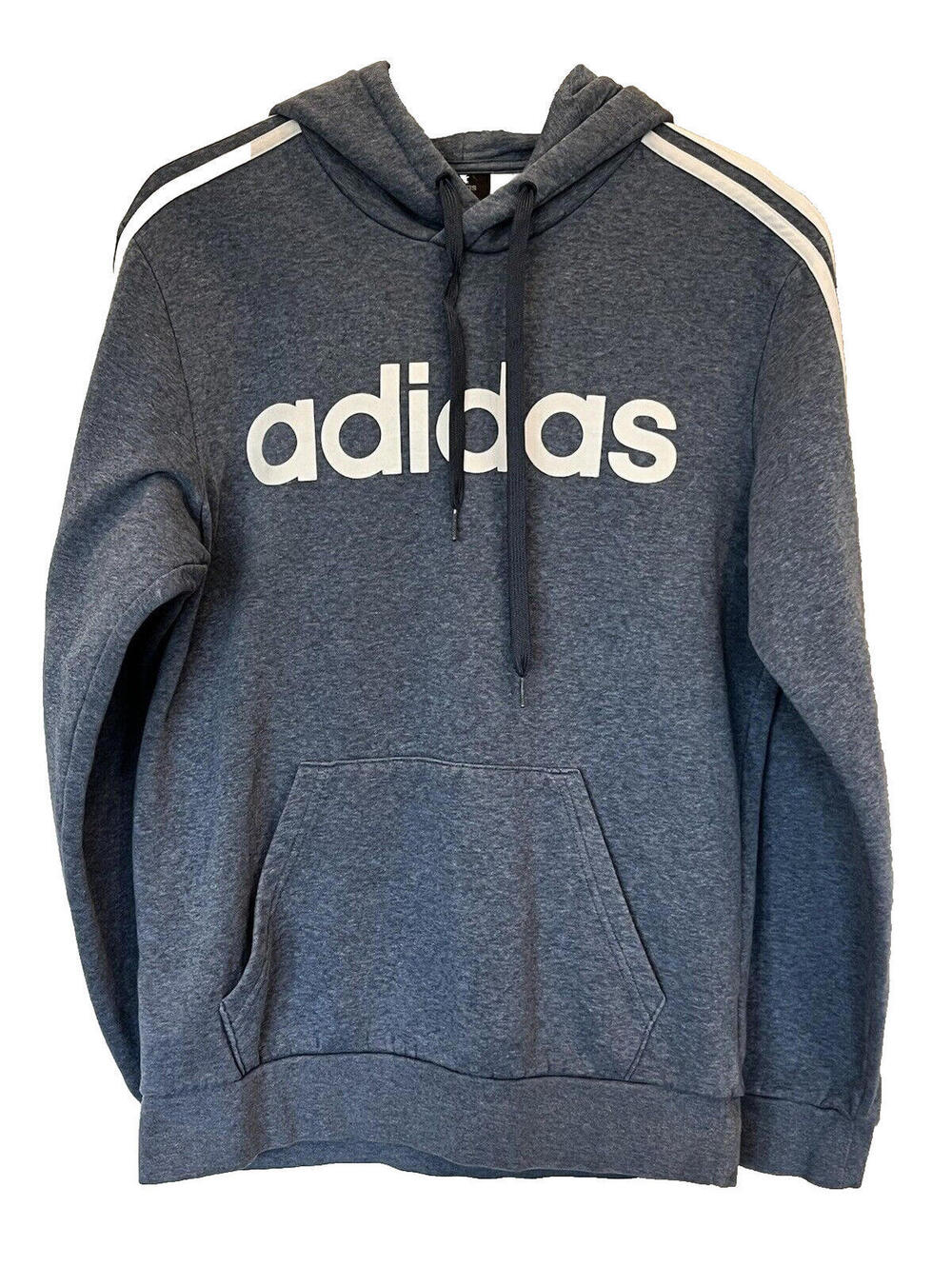 adidas Fleece Hooded Sweatshirt Hoodie Mens Essentials 3-stripes Pullover Sz Sm